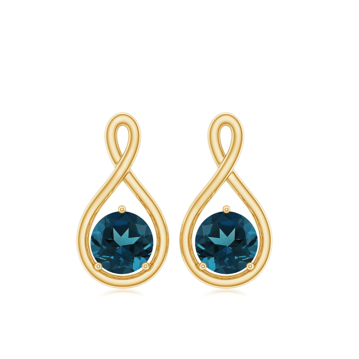 1/2 CT London Blue Topaz Solitaire Infinity Stud Earrings