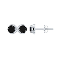 Natural black onyx infinity earrings with screw back closure by Rosec Jewels, showcasing elegant jewelry design.