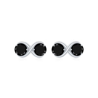 Natural black onyx infinity earrings with screw back closure by Rosec Jewels, showcasing sleek black gemstone design.