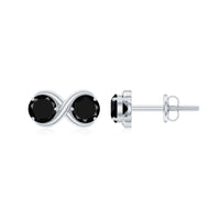Natural black onyx infinity earrings with screw back by Rosec Jewels, showcasing elegant black onyx stones and secure fastening design.
