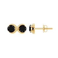 Natural black onyx infinity earrings with screw back by Rosec Jewels, showcasing sleek black onyx and elegant infinity design.