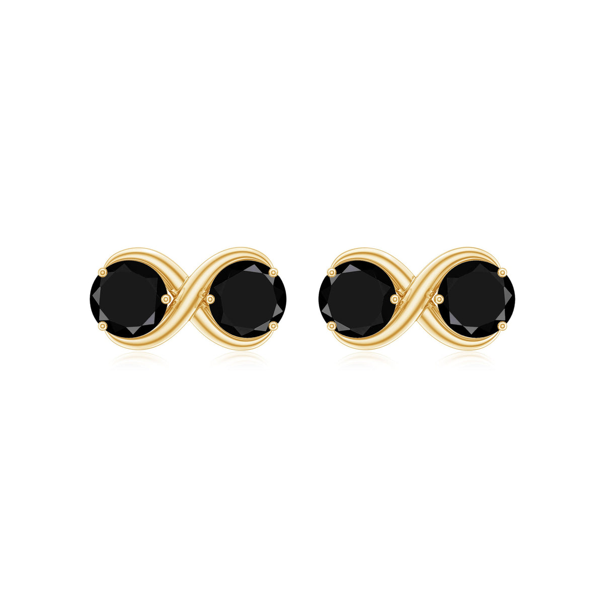 Natural black onyx infinity earrings with screw back from Rosec Jewels, showcasing elegant black gemstone jewelry.