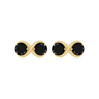 Natural black onyx infinity earrings with screw back from Rosec Jewels, showcasing elegant black gemstone jewelry.