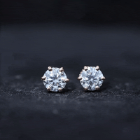Claw Set Moissanite Solitaire Stud Earrings with Screw Backs