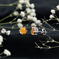 2.4 Carat Claw Set Citrine Solitaire Stud Earrings