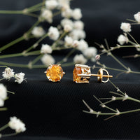2.4 Carat Claw Set Citrine Solitaire Stud Earrings