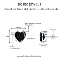 Certified Lab Grown Black Diamond Gothic Stud Earrings with Diamond