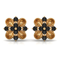 Lab Grown Black Diamond Flower Stud Earrings for Women