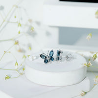 Butterfly Stud Earrings with London Blue Topaz