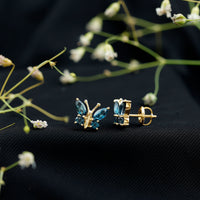 Butterfly Stud Earrings with London Blue Topaz