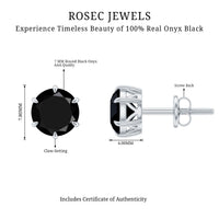 Natural Black Onyx December Birthstone Earrings with Screw Back