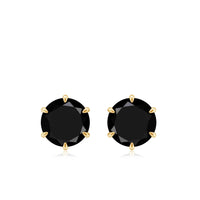 Natural Black Onyx December Birthstone Earrings with Screw Back