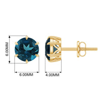 1.50 CT London Blue Topaz Solitaire Stud Earrings