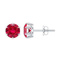 2.7 Carat Round Cut Solitaire Lab Created Ruby Stud Earrings
