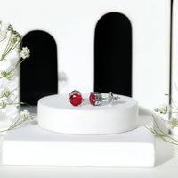 2.7 Carat Round Cut Solitaire Lab Created Ruby Stud Earrings