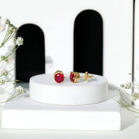 2.7 Carat Round Cut Solitaire Lab Created Ruby Stud Earrings