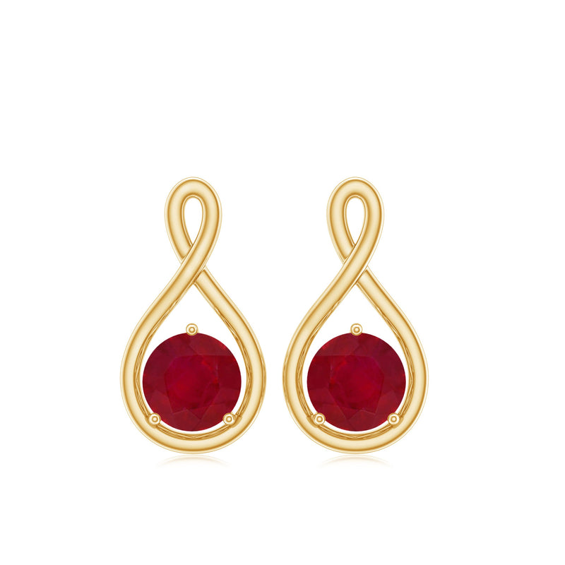 Rosec Jewels 1/2 CT solitaire ruby infinity stud earrings featuring sparkling ruby gemstones set in elegant earrings.