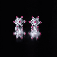Natural Ruby Flower Stud Earrings for Women