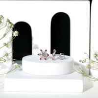 Natural Ruby Flower Stud Earrings for Women