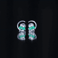 Genuine Emerald and Diamond Cat and Moon Stud Earrings