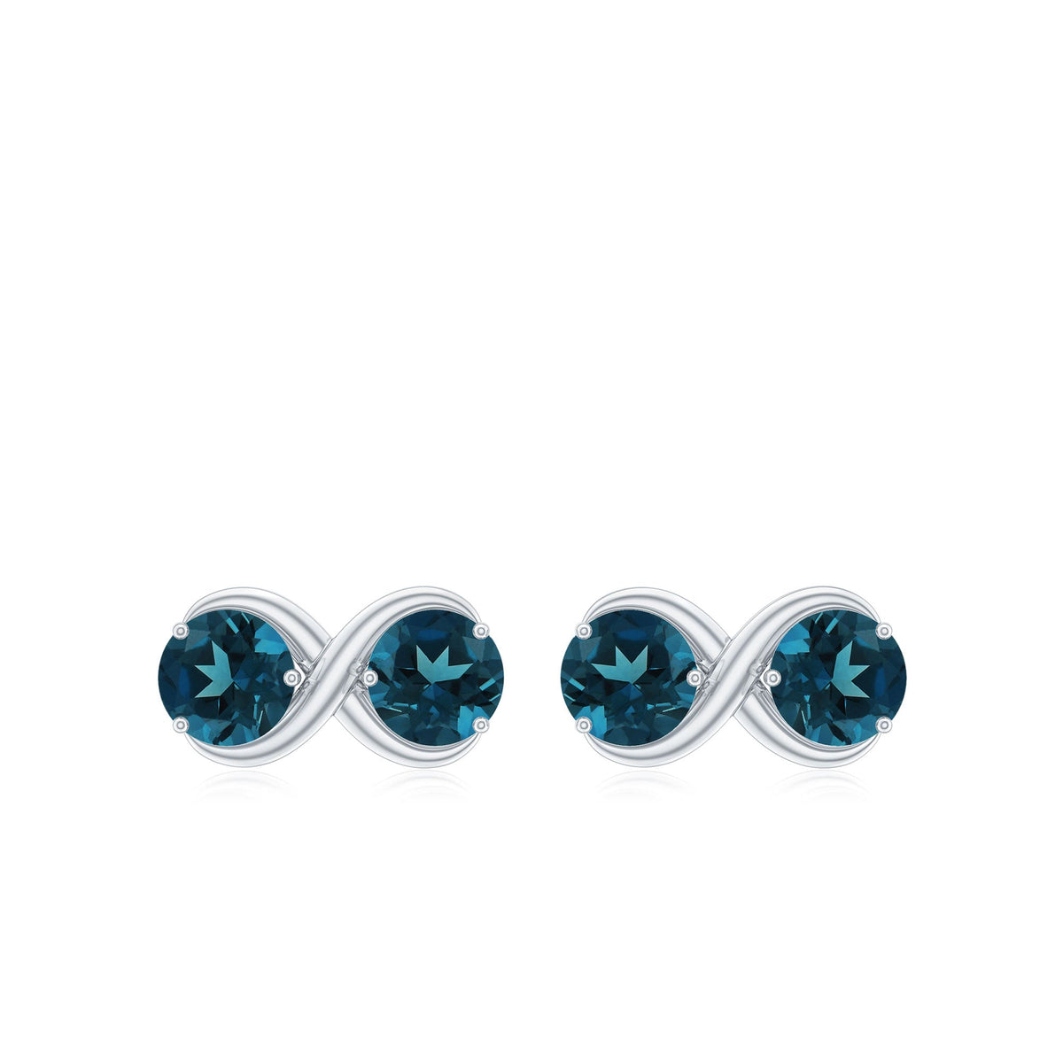 Rosec Jewels 1.25 CT London Blue Topaz two-stone infinity stud earrings, showcasing elegant blue gemstone design.