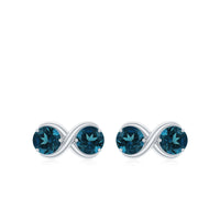 Rosec Jewels 1.25 CT London Blue Topaz two-stone infinity stud earrings, showcasing elegant blue gemstone design.