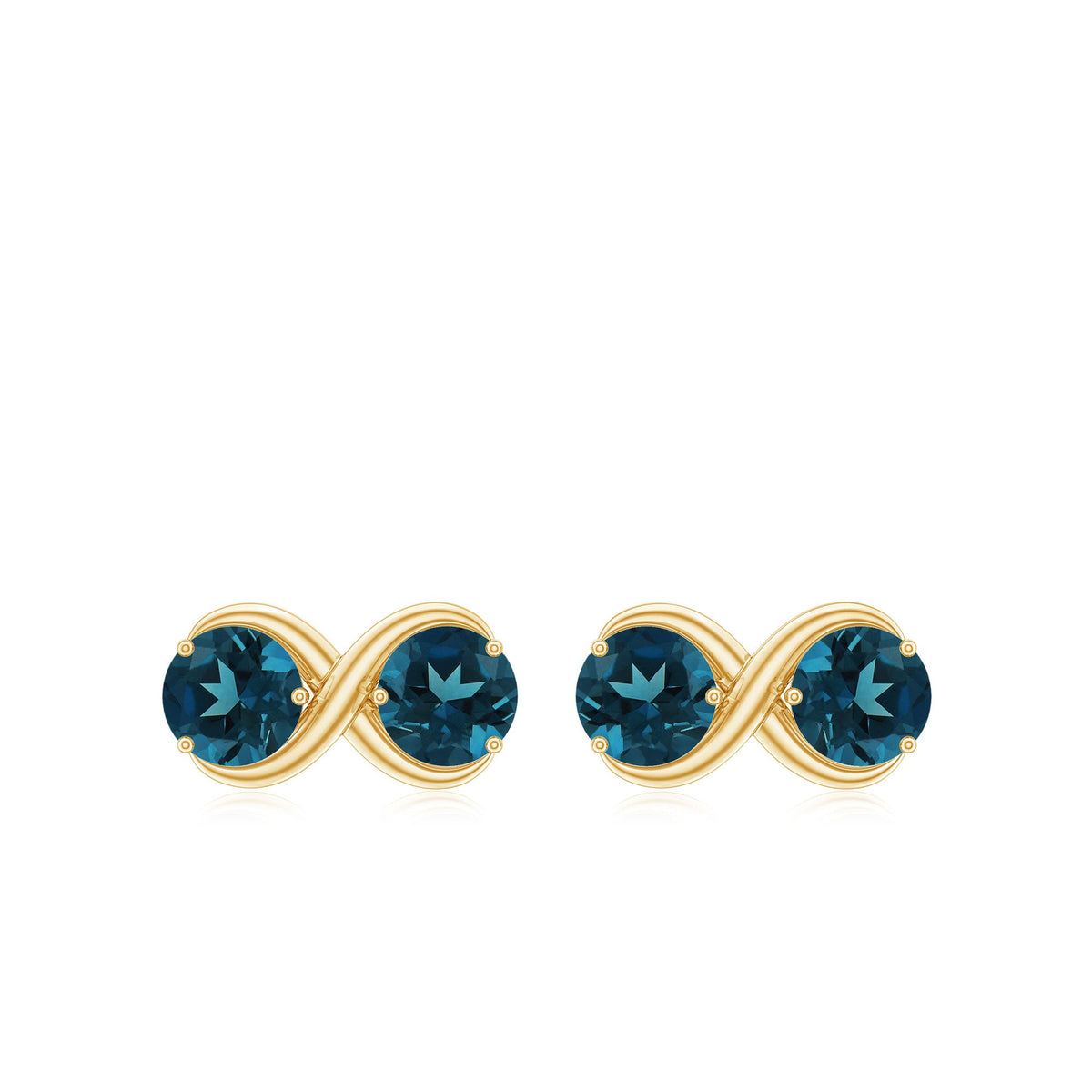 Rosec Jewels 1.25 CT London Blue Topaz two-stone infinity stud earrings showing blue gemstones and silver setting