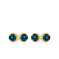 Rosec Jewels 1.25 CT London Blue Topaz two-stone infinity stud earrings showing blue gemstones and silver setting