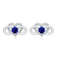 Lab Created Blue Sapphire Infinity Heart Stud Earrings