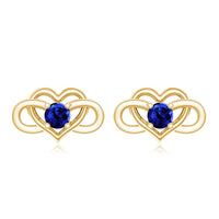 Lab Created Blue Sapphire Infinity Heart Stud Earrings