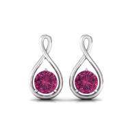 Genuine Pink Tourmaline Infinity Stud Earrings for Women