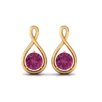 Genuine Pink Tourmaline Infinity Stud Earrings for Women