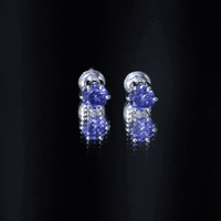 2 CT Lab Created Blue Sapphire Stud Earrings in 6 Prong Setting