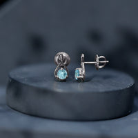 Genuine 0.5 Carat Aquamarine Infinity Stud Earrings
