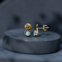 Genuine 0.5 Carat Aquamarine Infinity Stud Earrings