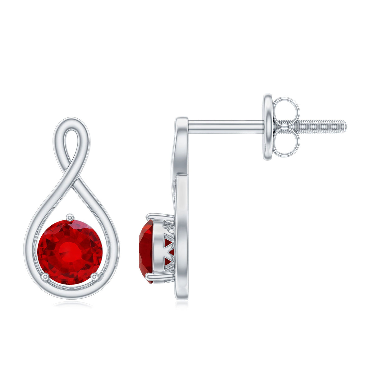 0.6 Ct Round Cut Lab Created Ruby Infinity Stud Earrings