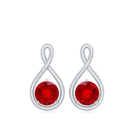 0.6 Ct Round Cut Lab Created Ruby Infinity Stud Earrings