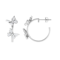 Diamond Butterfly Hoop Earrings