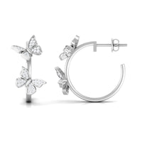 Diamond Butterfly Hoop Earrings