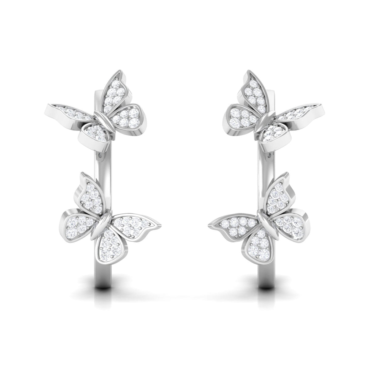 Diamond Butterfly Hoop Earrings