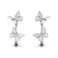 Diamond Butterfly Hoop Earrings
