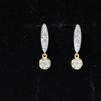 Real Diamond Bar Drop Earrings for Women