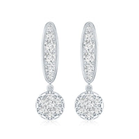Real Diamond Bar Drop Earrings for Women