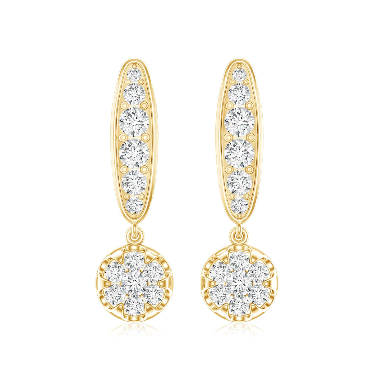 Real Diamond Bar Drop Earrings for Women