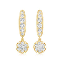 Real Diamond Bar Drop Earrings for Women