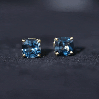 5.6 Carat Cushion Cut London Blue Topaz Stud Earrings