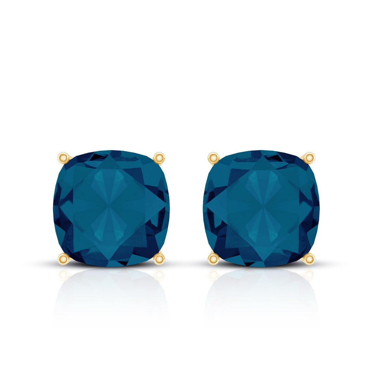 5.6 Carat Cushion Cut London Blue Topaz Stud Earrings