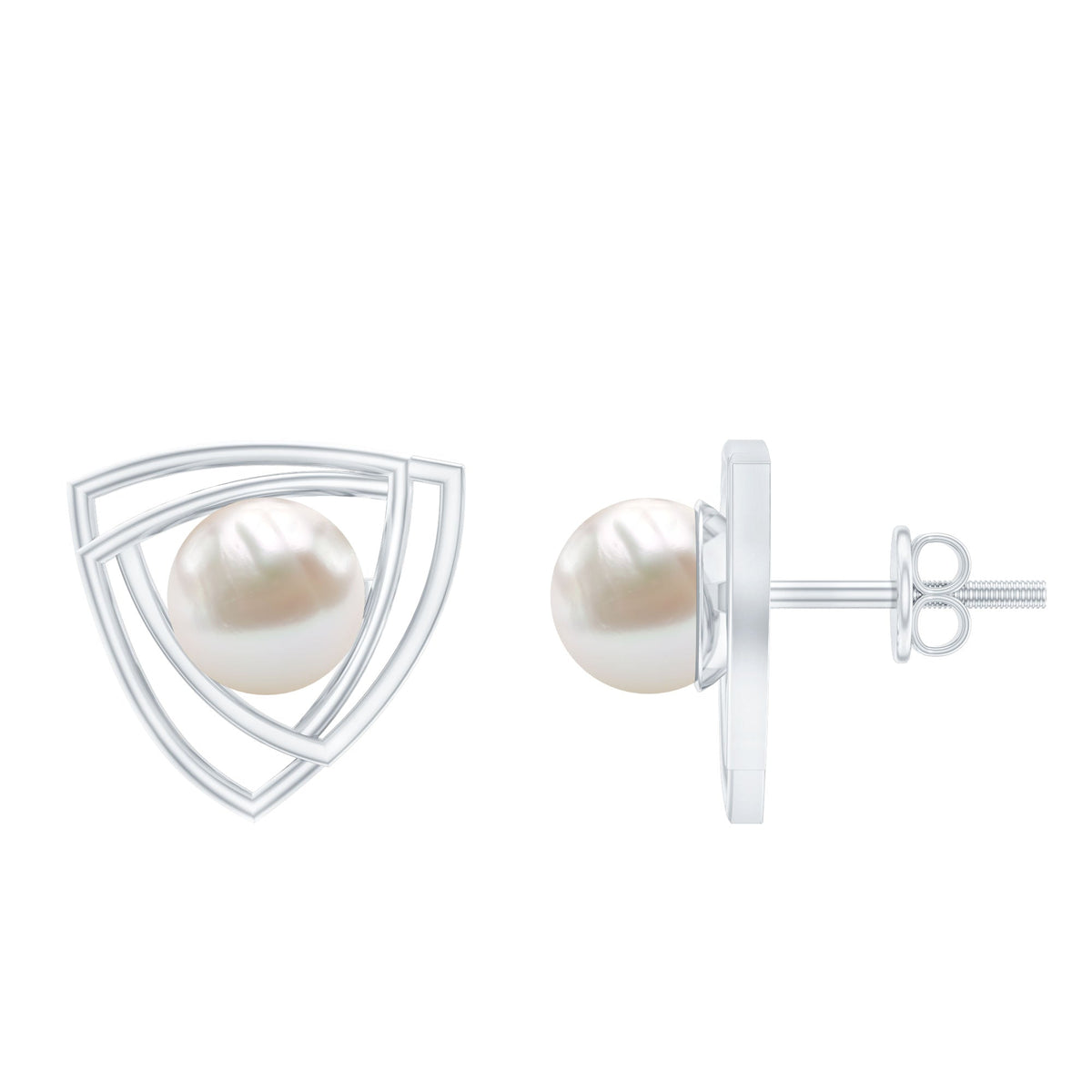 Round freshwater pearl statement stud earrings by Rosec Jewels featuring elegant, lustrous pearls on classic gold-tone settings.