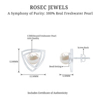 Round freshwater pearl statement stud earrings by Rosec Jewels featuring elegant, glossy pearl design.