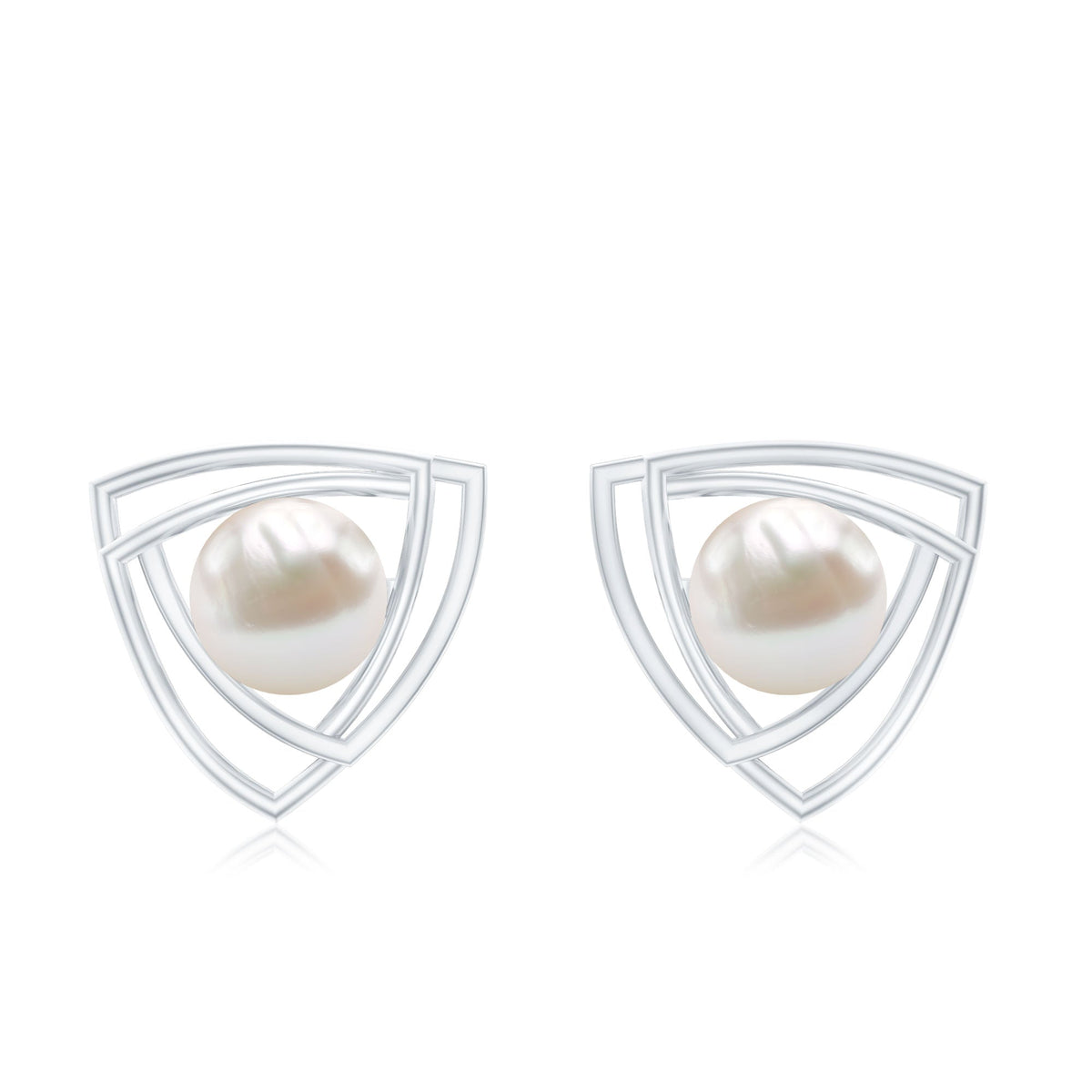 Round freshwater pearl statement stud earrings by Rosec Jewels featuring elegant, lustrous pearl design for sophisticated style.